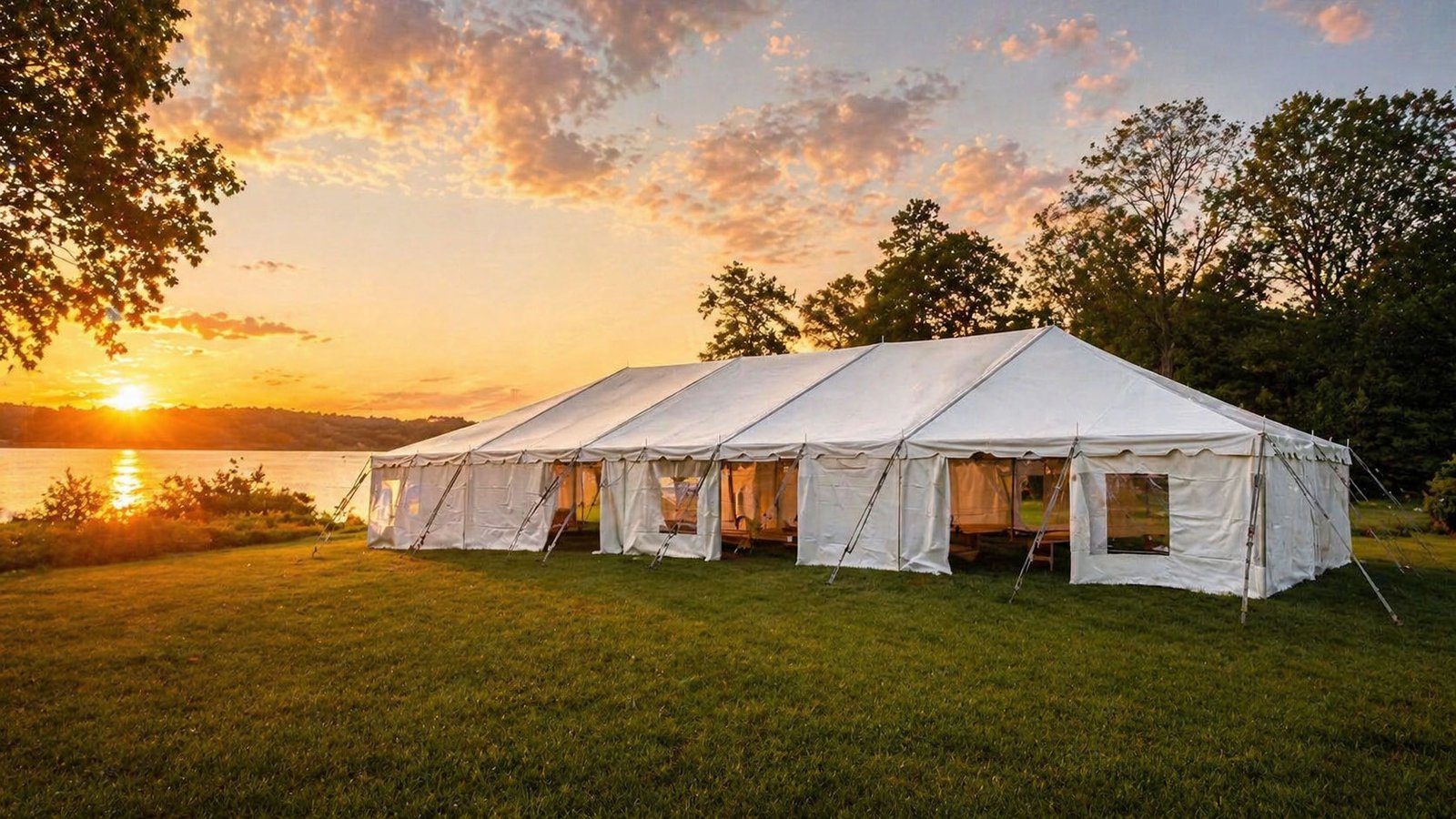 Tent rental setup for a Goshen event