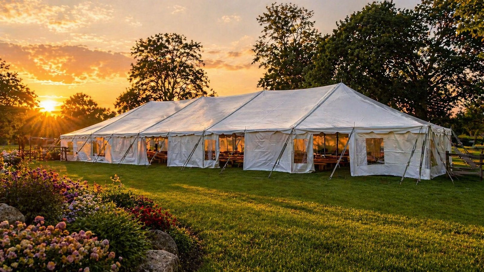Tent rental setup for a Bourbon event