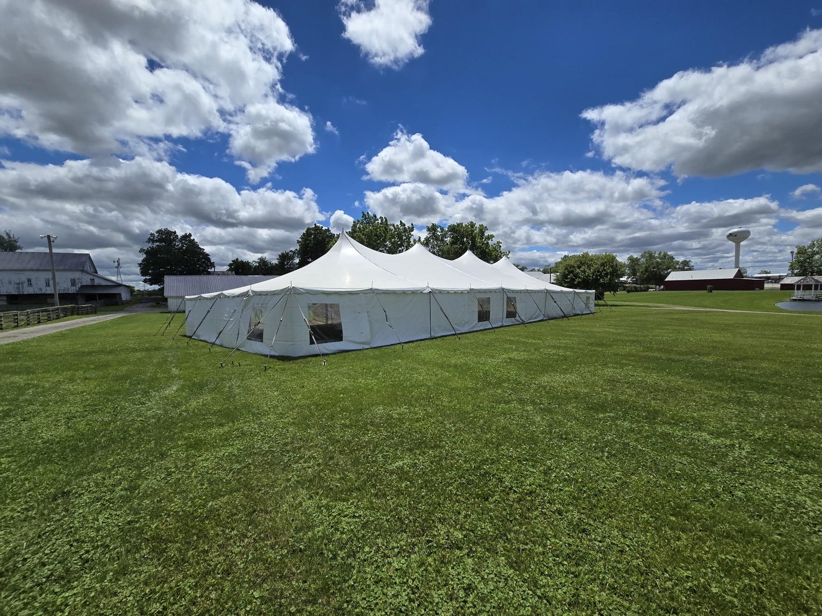 Tent rental setup for a Nappanee event
