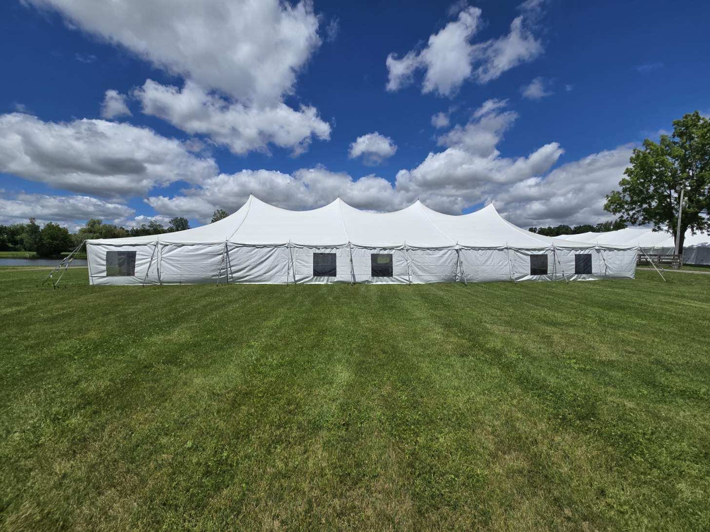 Tent rental setup for a New Paris event