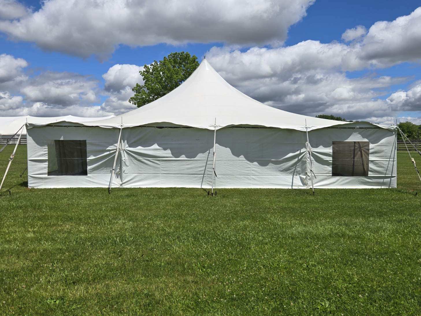 Tent rental setup for a Milford event