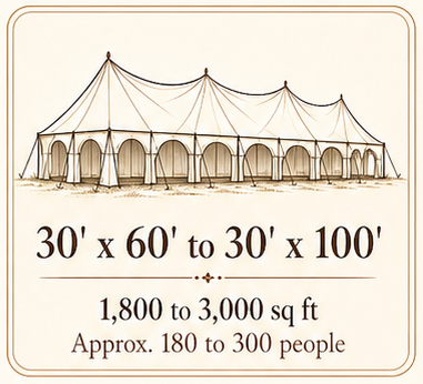 30' x 60' to 30' x 100' Tent illustration